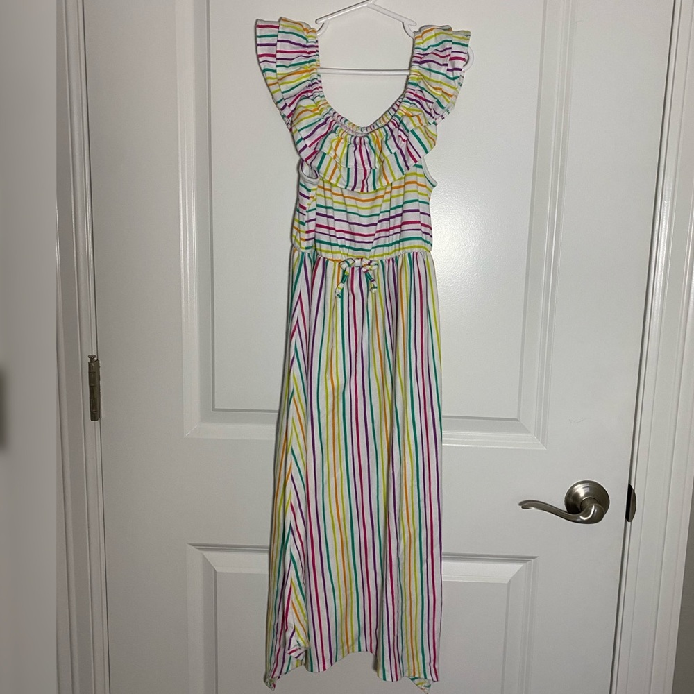 Cat and Jack size 7/8 girls floor length cotton dress multicolored striped